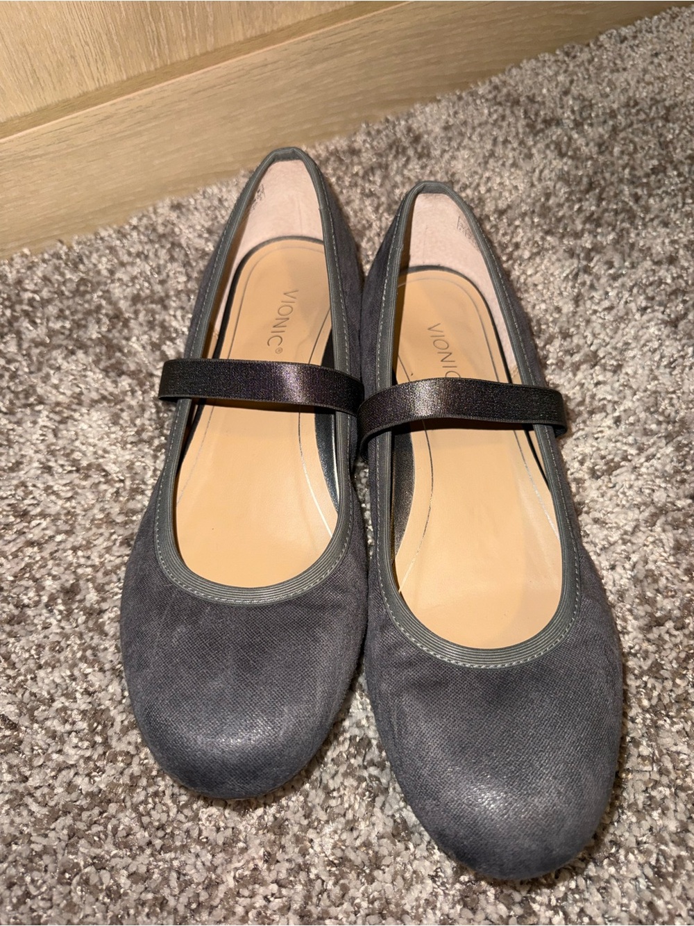 Vionic Joseline Women’s 8.5 Gray Mary Jane Ballet Flats Comfort Shoes